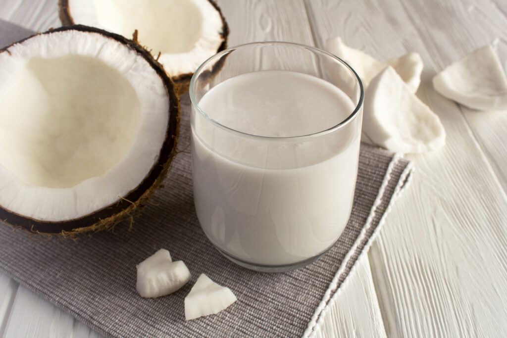 glass of coconut milk, natural coconut flavor