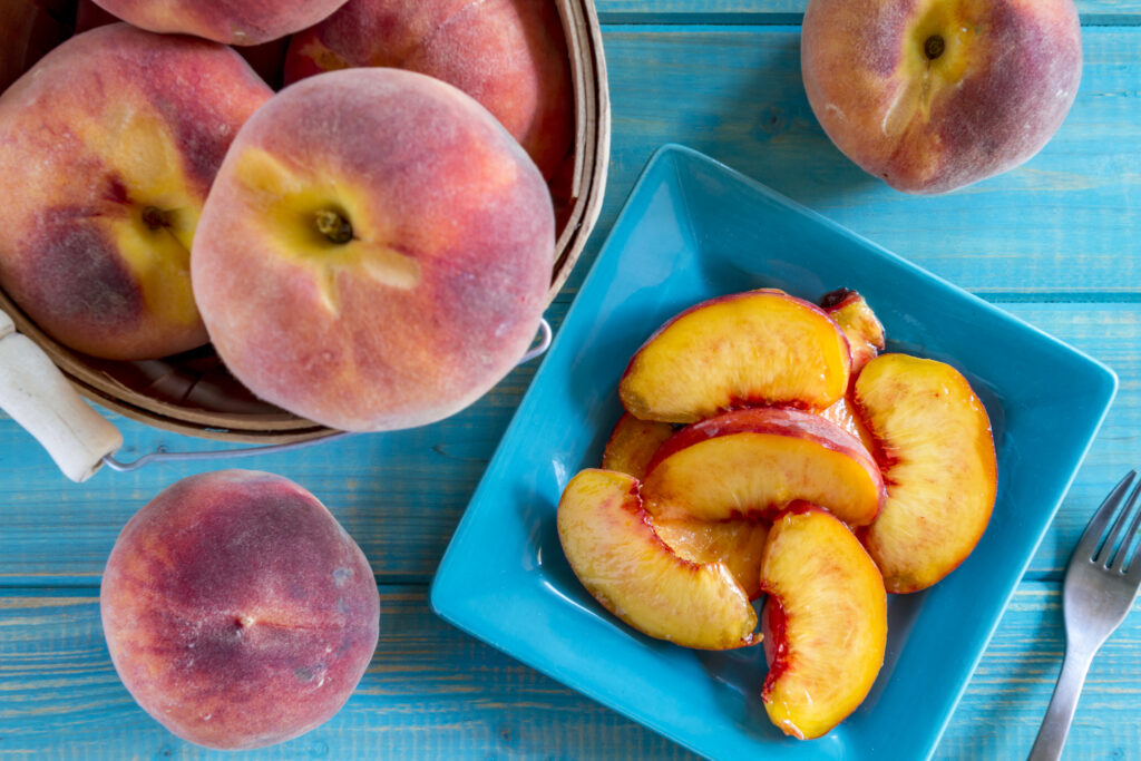 Fresh Organic Yellow Peaches, natural peach flavor
