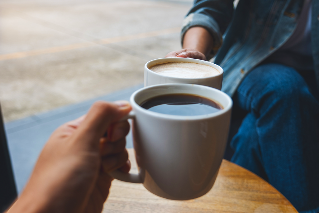 Sharing coffee with a friend, special flavor memories
