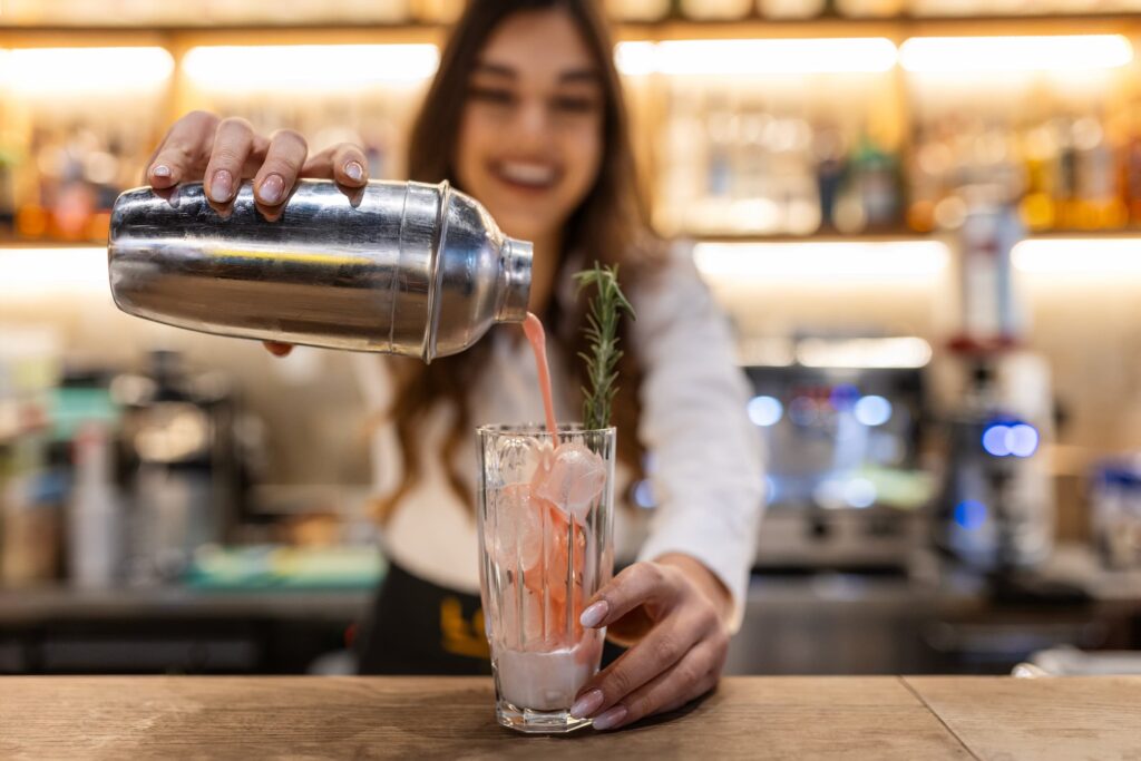 Making a nonalcoholic Sea Breeze cocktail, mocktail mixology