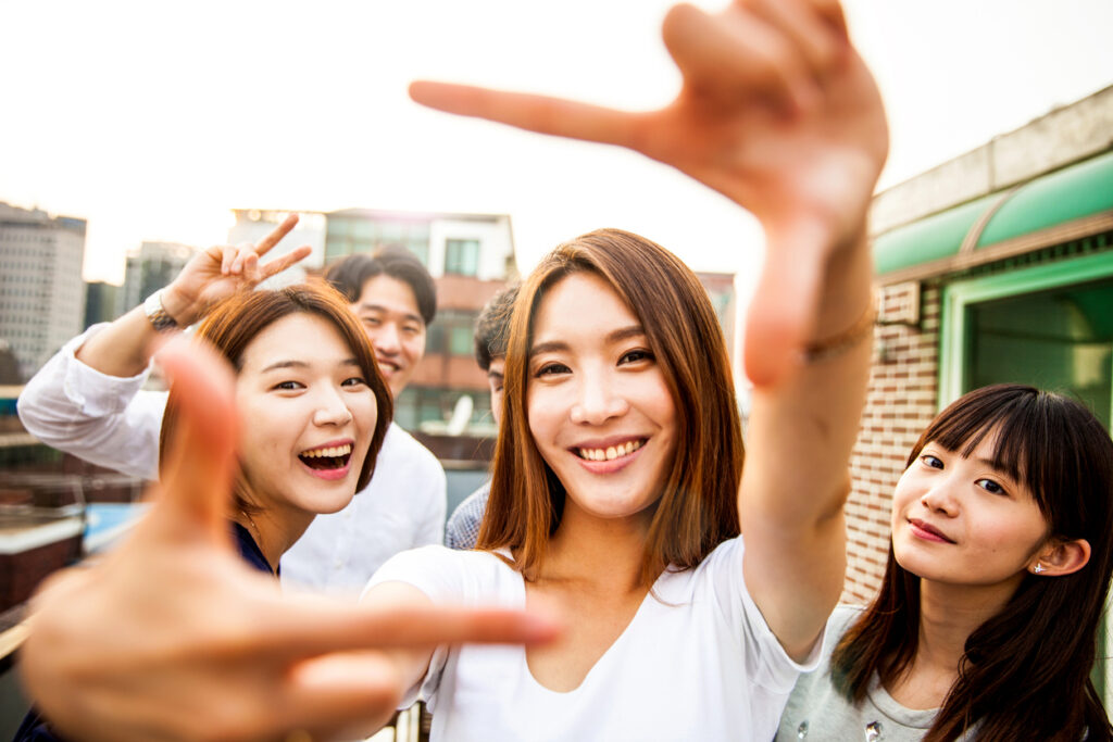 People Having Fun, Taking A Selfie All Together At Party